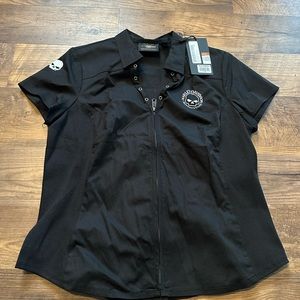 Black Skull Zip Harley Davidson XL - New with Tags
